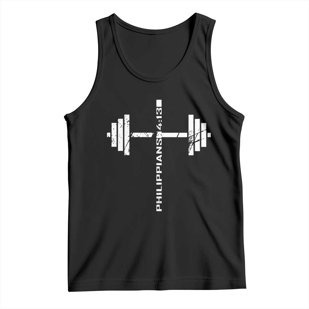Christian Bible Gym Tank Top Jesus Weightlifter Workout Faith Philippians 4 13 TS11 Black Print Your Wear