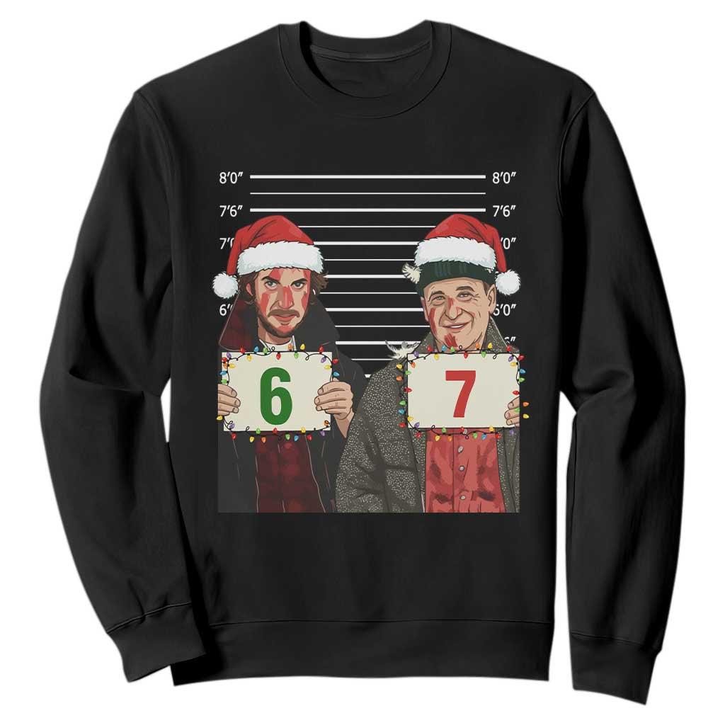 Funny 67 Christmas Movie Sweatshirt Six Seven Wet Bandits Home Xmas Alone TS11 Black Print Your Wear