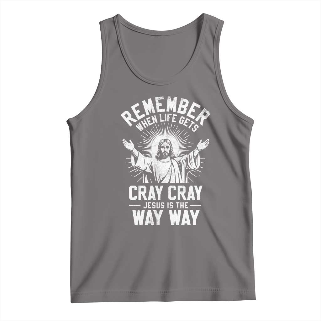 Remember When Life Gets Cray Cray Jesus is the Way Way Christmas Tank Top TS11 Deep Heather Print Your Wear