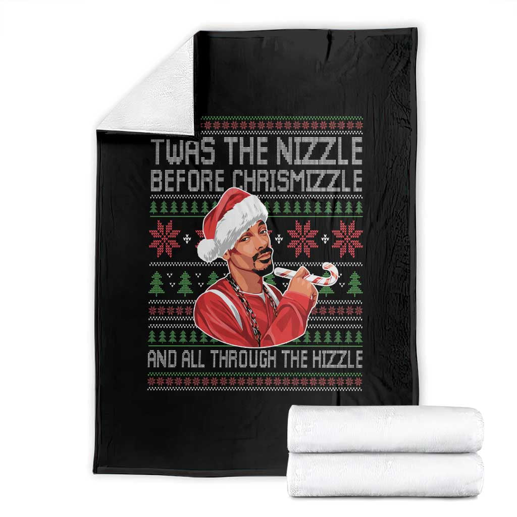 Funny Christmas Hip Hop Rap Gang Throw Blanket Twas The Nizzle Before Chrismizzle And All Through The Hizzle TS11 Black Print Your Wear