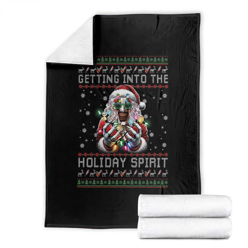 Funny Terrifier Christmas Santa Throw Blanket Getting Into The Holiday Spirit Horror Movie TS11 Black Print Your Wear