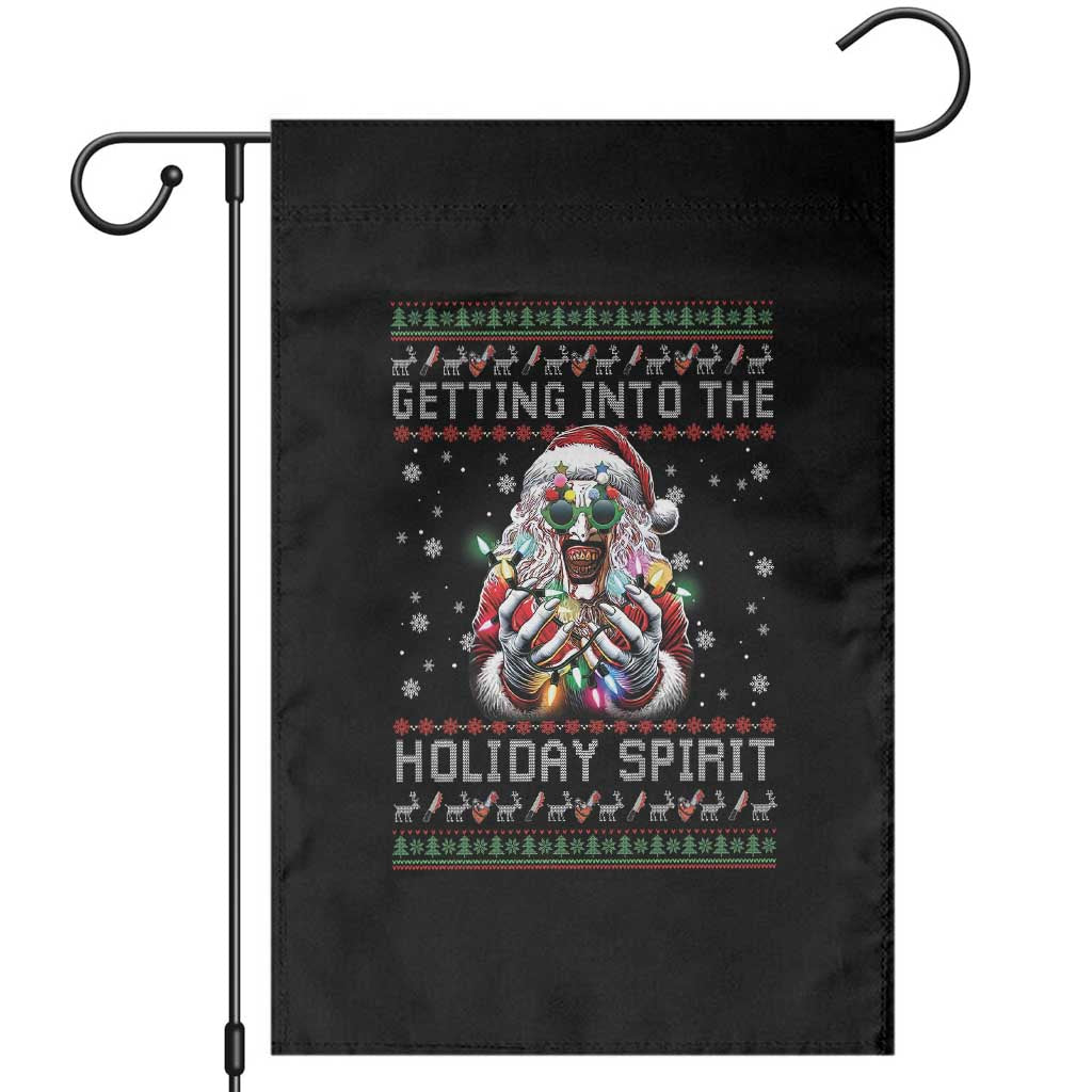 Funny Terrifier Christmas Santa Garden Flag Getting Into The Holiday Spirit Horror Movie TS11 Black Print Your Wear