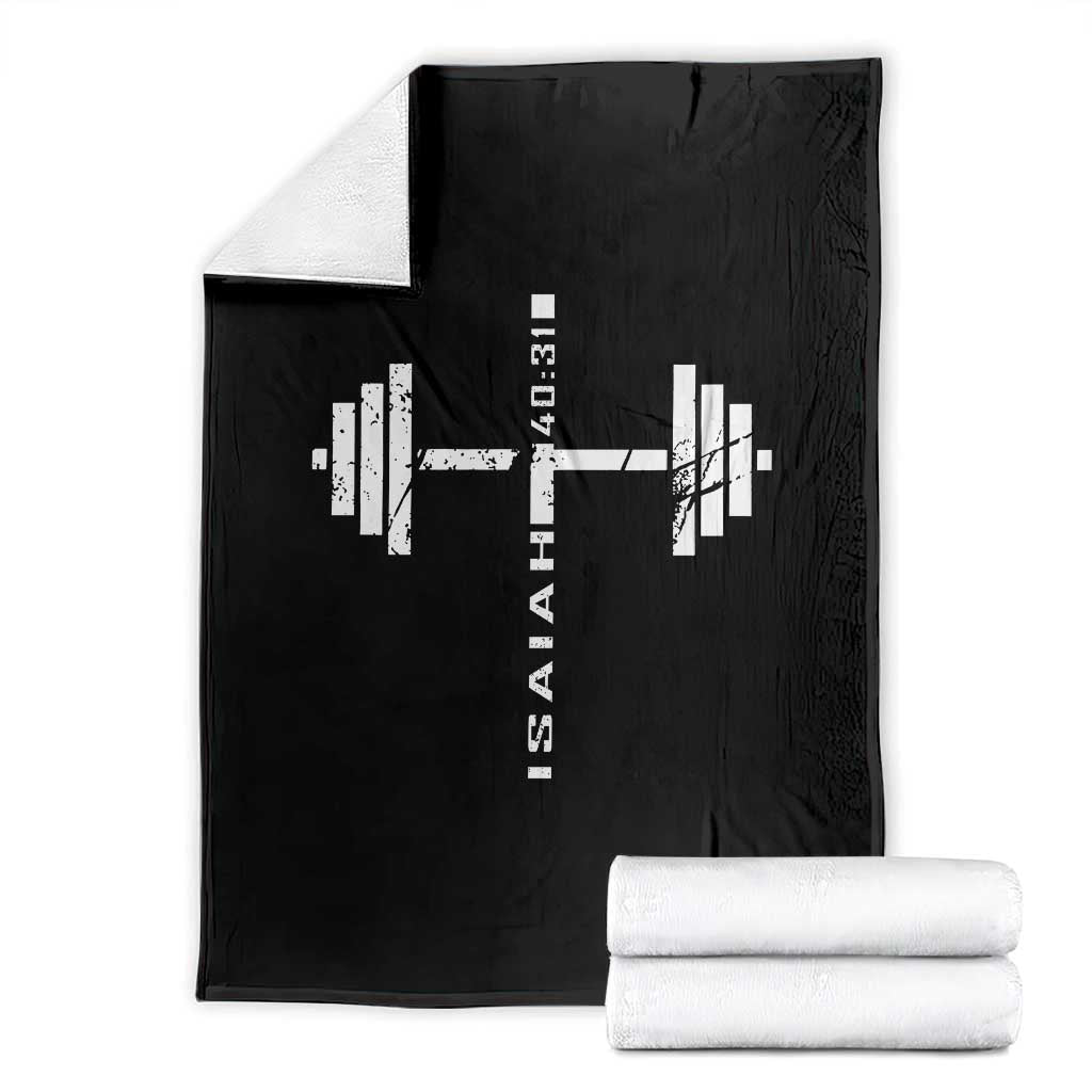 Christian Bible Gym Throw Blanket Jesus Weightlifter Workout Faith Isaiah 40 31 TS11 Black Print Your Wear