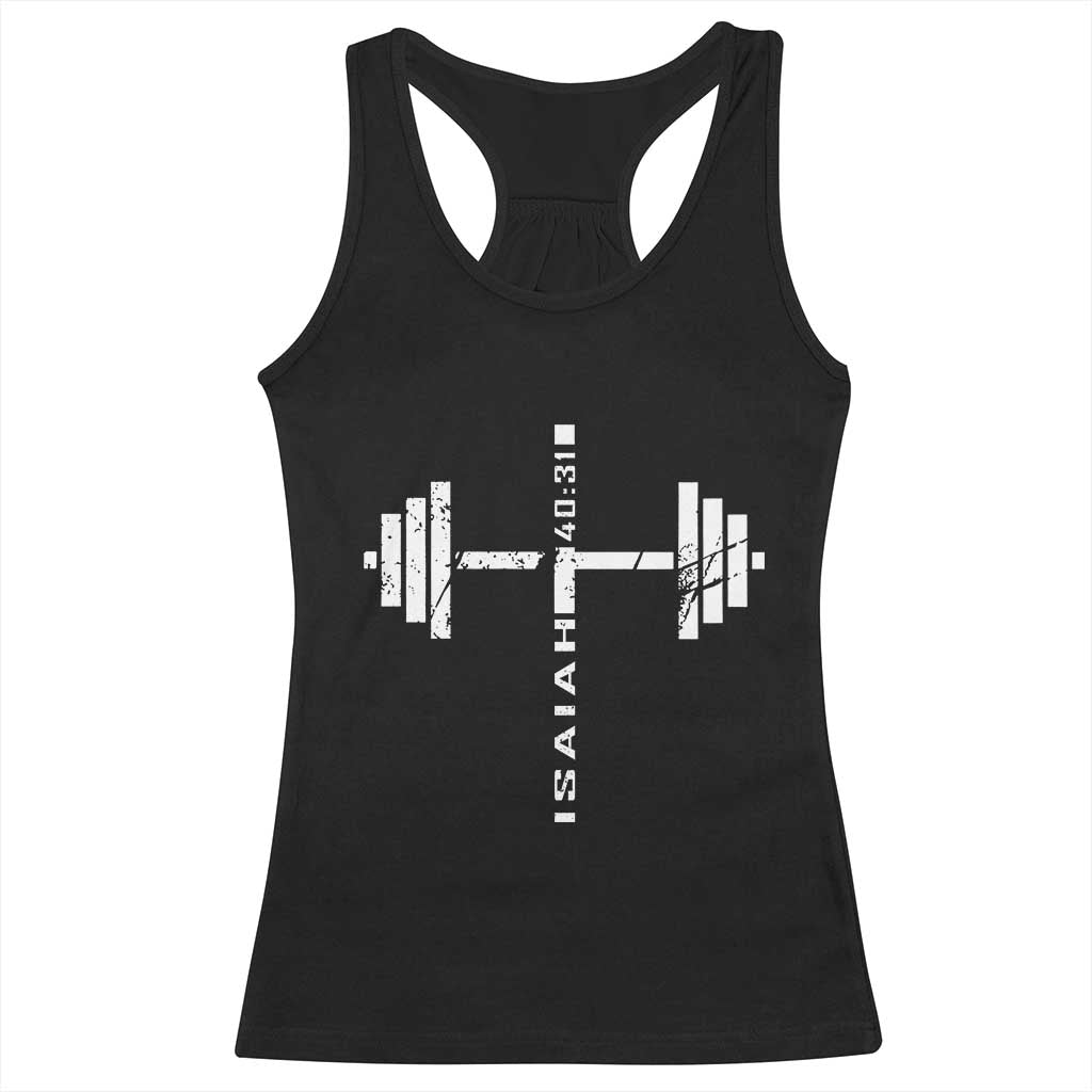 Christian Bible Gym Racerback Tank Top Jesus Weightlifter Workout Faith Isaiah 40 31 TS11 Black Print Your Wear
