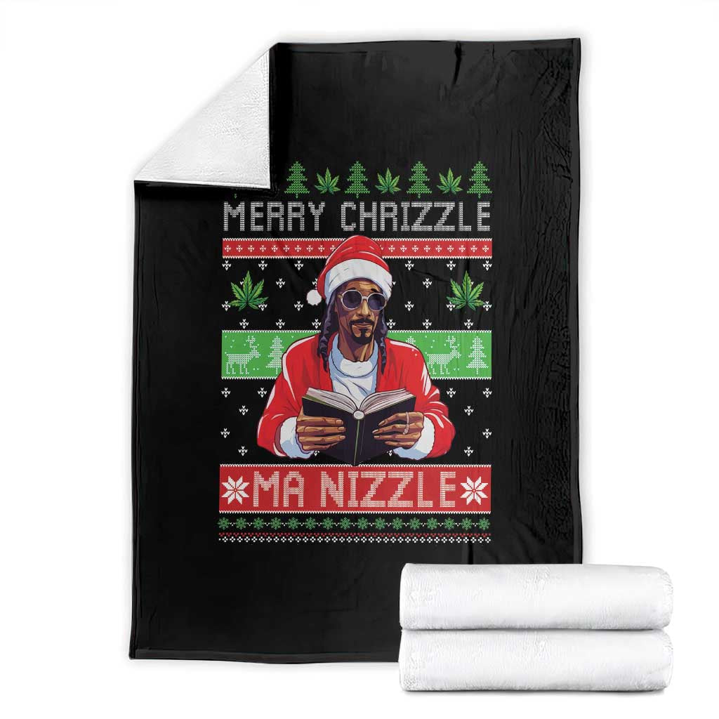 Funny Christmas Hip Hop Rap Gang Throw Blanket Merry Chrizzle Ma Nizzle Xmas Weed TS11 Black Print Your Wear