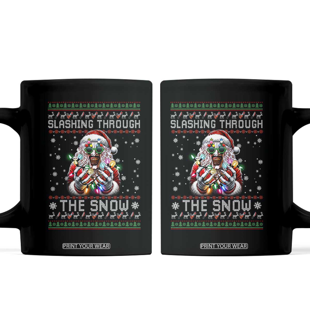 Funny Terrifier Christmas Santa Coffee Mug Slashing Through The Snow Xmas Horror Movie TS11 Black Print Your Wear