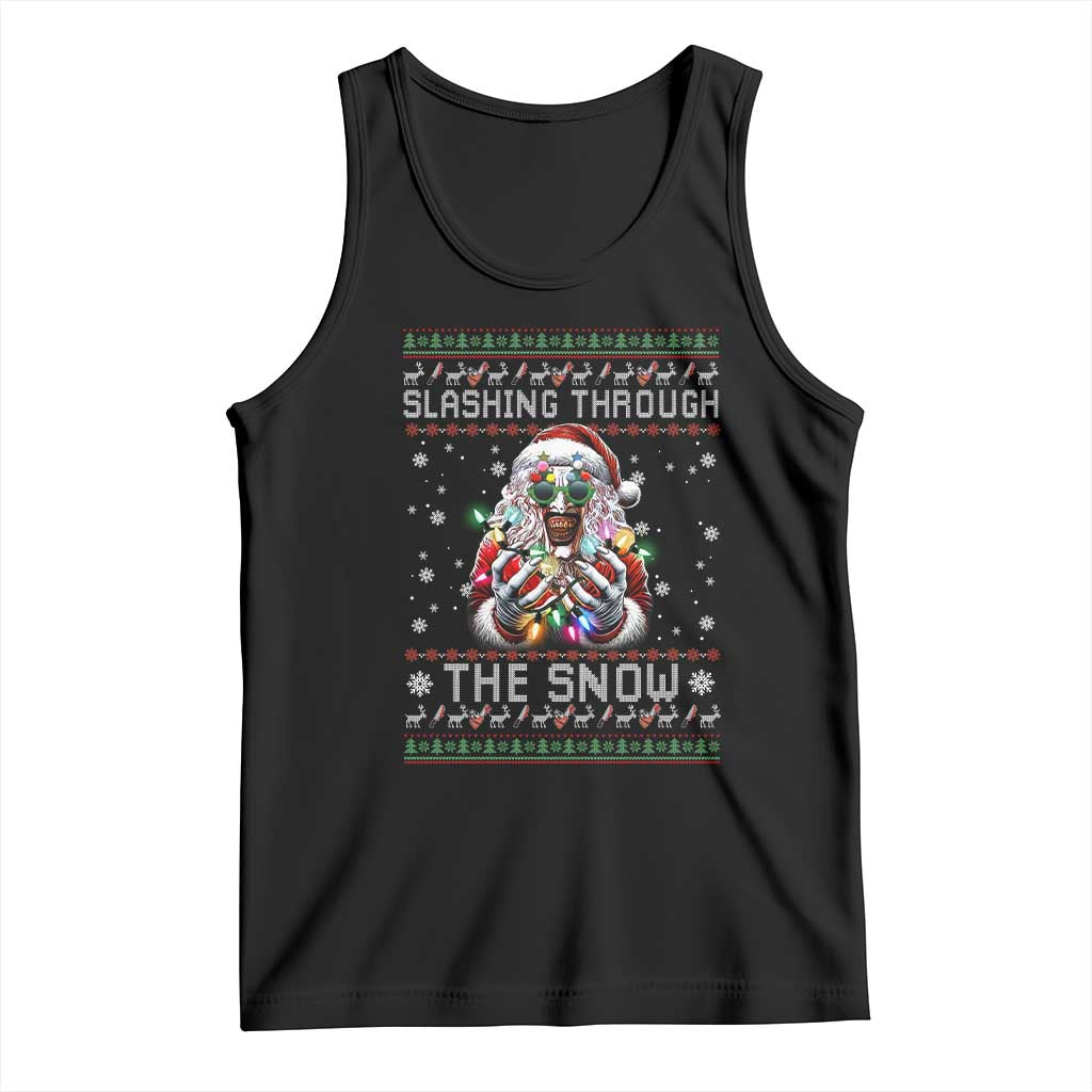 Funny Terrifier Christmas Santa Tank Top Slashing Through The Snow Xmas Horror Movie TS11 Black Print Your Wear