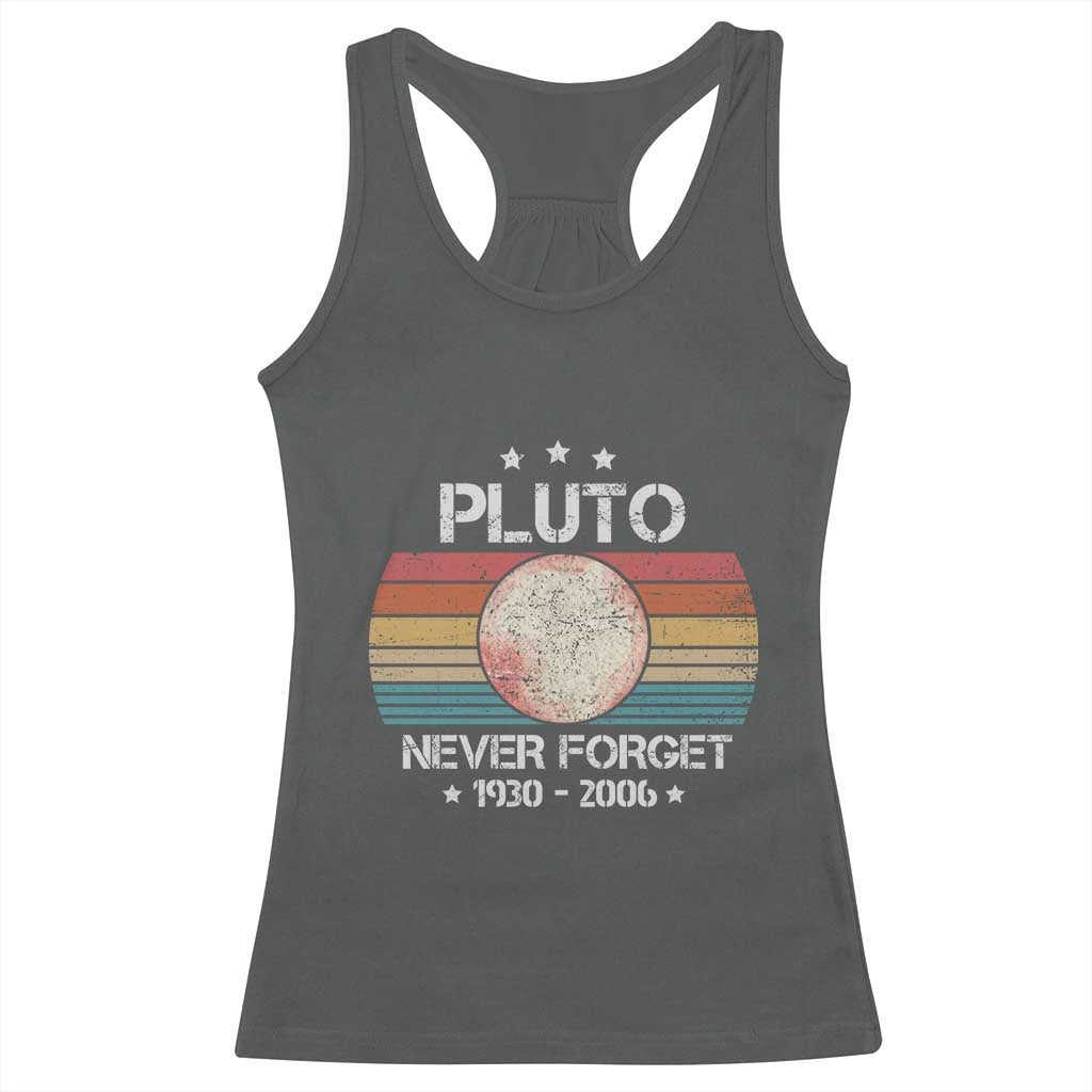 Funny Never Forget Pluto Racerback Tank Top 1930-2006 Retro Style Space Lover TS11 Dark Heather Print Your Wear
