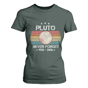 Funny Never Forget Pluto T Shirt For Women 1930-2006 Retro Style Space Lover