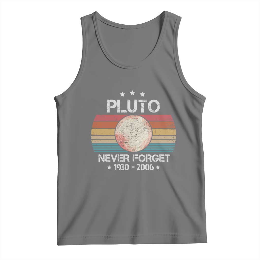 Funny Never Forget Pluto Tank Top 1930-2006 Retro Style Space Lover TS11 Black Heather Print Your Wear