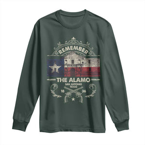 Texas Remember The Alamo San Antonio Pride Long Sleeve Shirt Texas History TS11 Dark Forest Green Print Your Wear