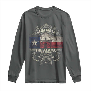 Texas Remember The Alamo San Antonio Pride Long Sleeve Shirt Texas History TS11 Dark Heather Print Your Wear