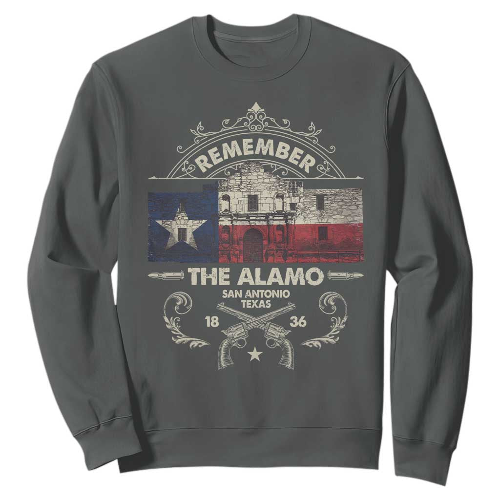 Texas Remember The Alamo San Antonio Pride Sweatshirt Texas History TS11 Dark Heather Print Your Wear