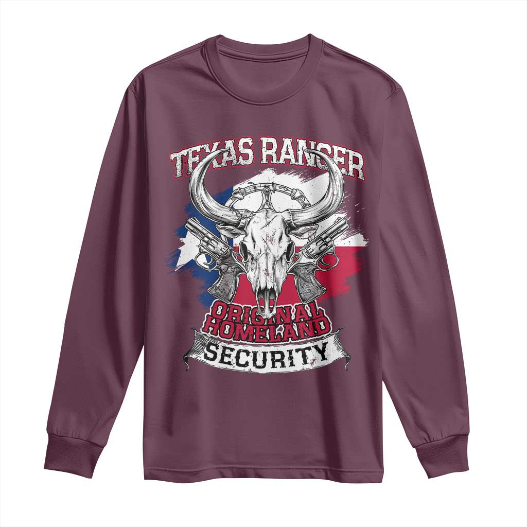 Texas Ranger Original Homeland Security Long Sleeve Shirt History Of Texas TS11 Maroon Print Your Wear