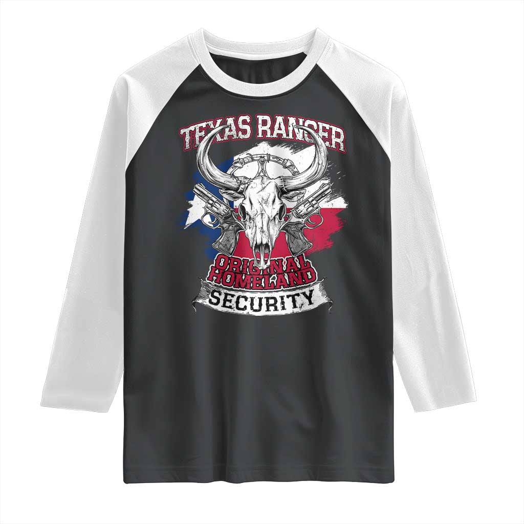 Texas Ranger Original Homeland Security Raglan Shirt History Of Texas TS11 Black White Print Your Wear