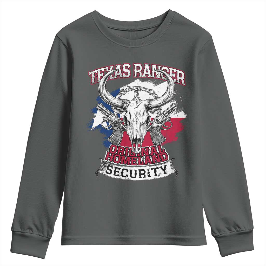 Texas Ranger Original Homeland Security Youth Sweatshirt History Of Texas TS11 Dark Heather Print Your Wear