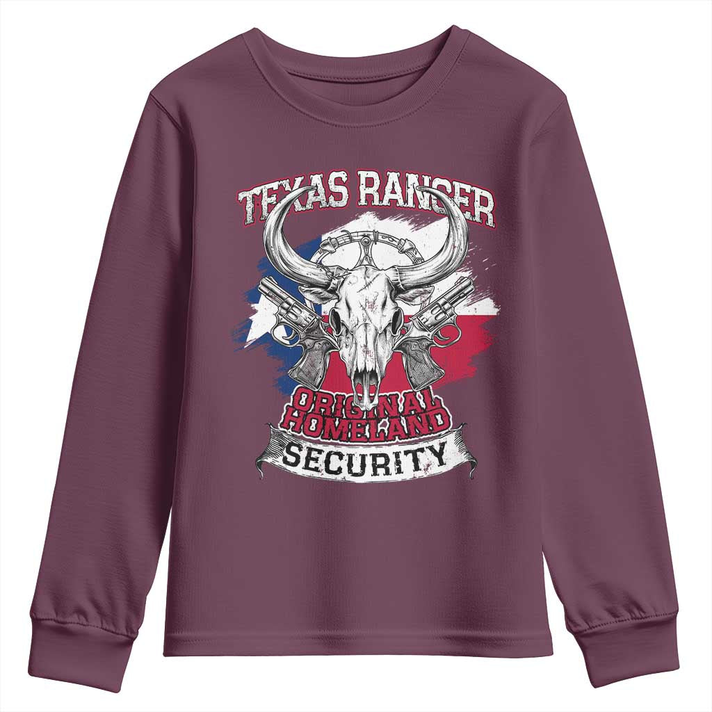 Texas Ranger Original Homeland Security Youth Sweatshirt History Of Texas TS11 Maroon Print Your Wear