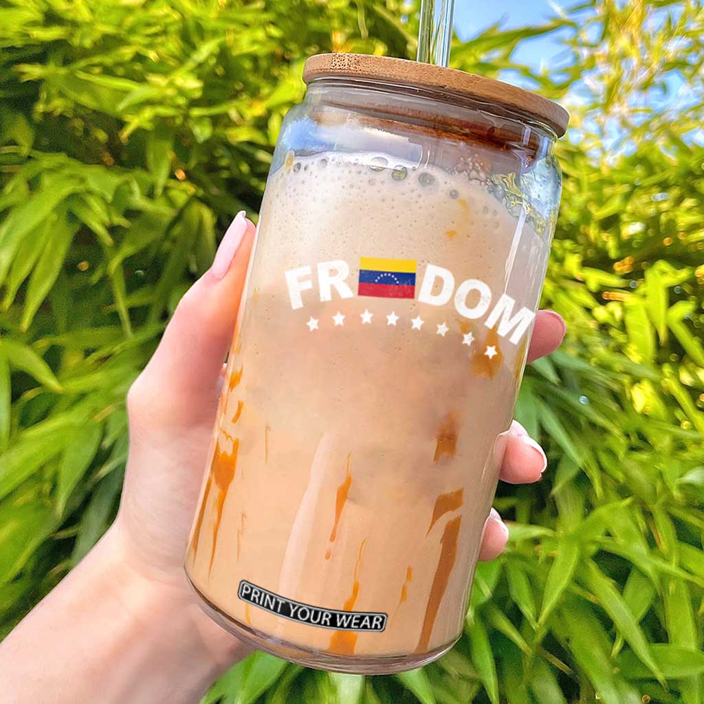 Freedom For Venezuela Glass Can Venezuelan Flag Eight Stars Bandera TS11 Black Print Your Wear