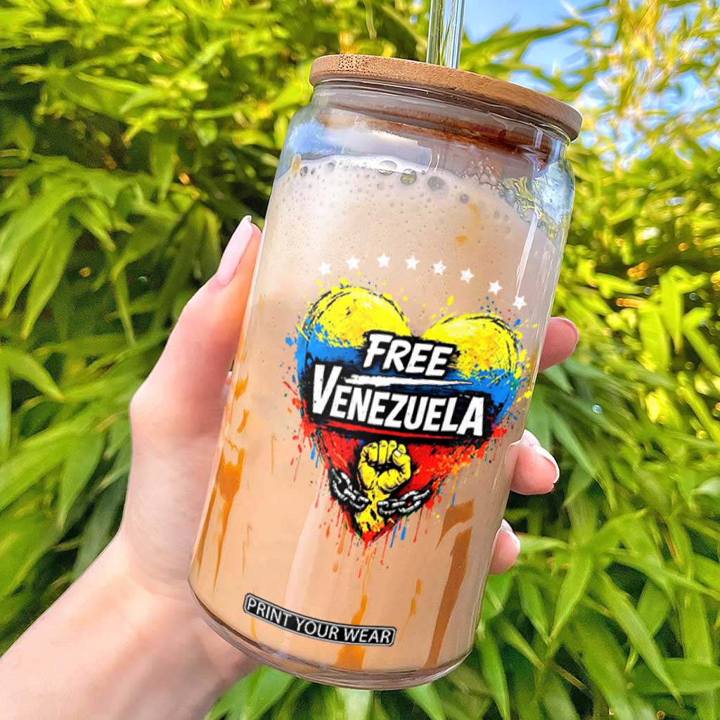 Free Venezuela Glass Can Freedom Venezuelan Flag Hand Fist Graphic TS11 Black Print Your Wear