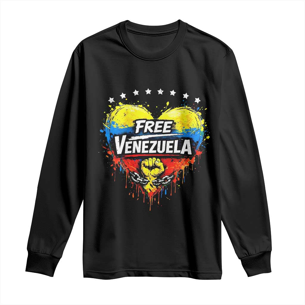 Free Venezuela Long Sleeve Shirt Freedom Venezuelan Flag Hand Fist Graphic TS11 Black Print Your Wear