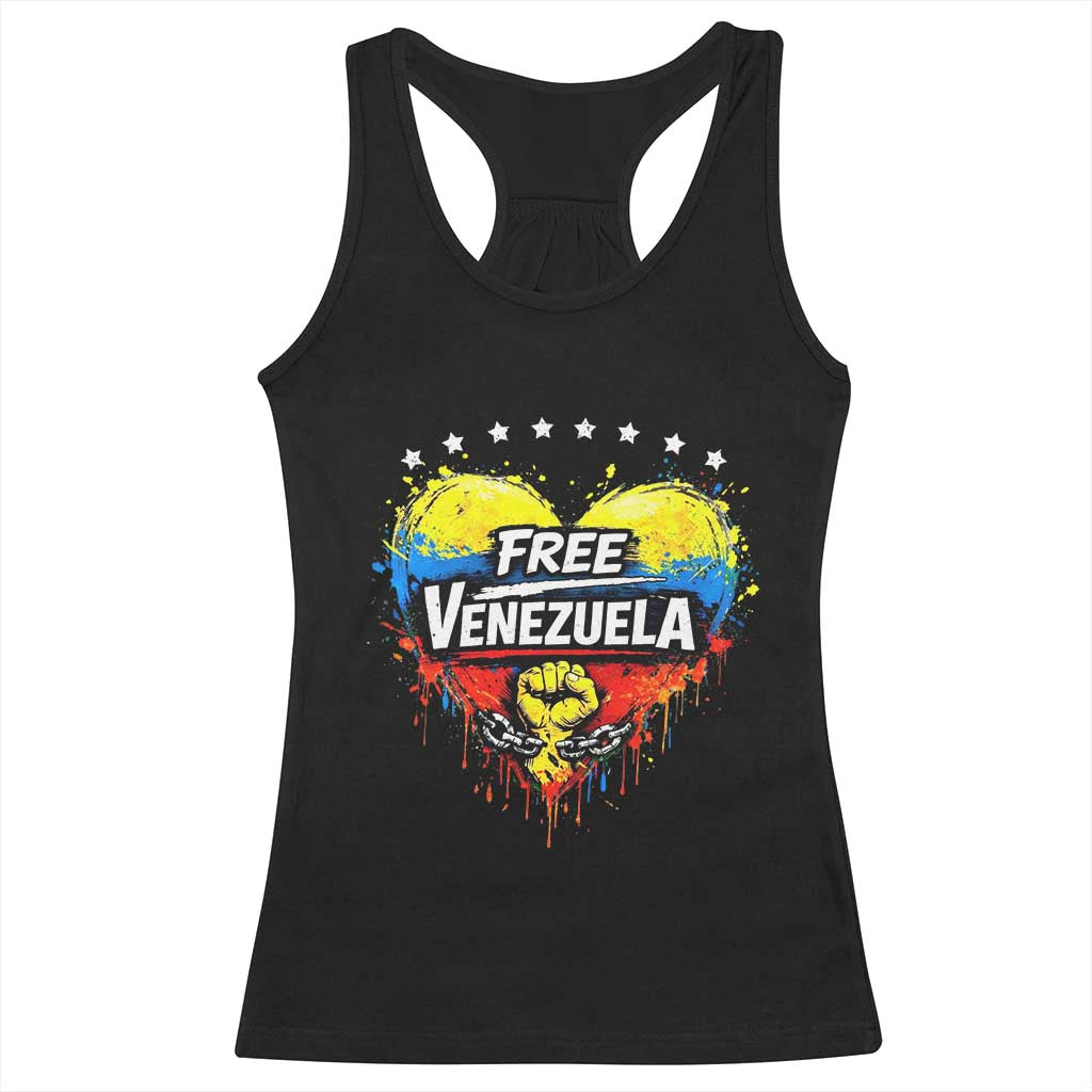 Free Venezuela Racerback Tank Top Freedom Venezuelan Flag Hand Fist Graphic TS11 Black Print Your Wear