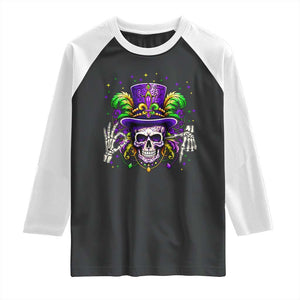 Mardi Gras Skull 67 Six Seven Meme New Orleans Witch Doctor Voodoo Raglan Shirt TS11 Black White Print Your Wear