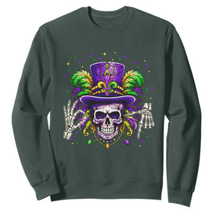 Mardi Gras Skull 67 Six Seven Meme New Orleans Witch Doctor Voodoo Sweatshirt TS11 Dark Forest Green Print Your Wear
