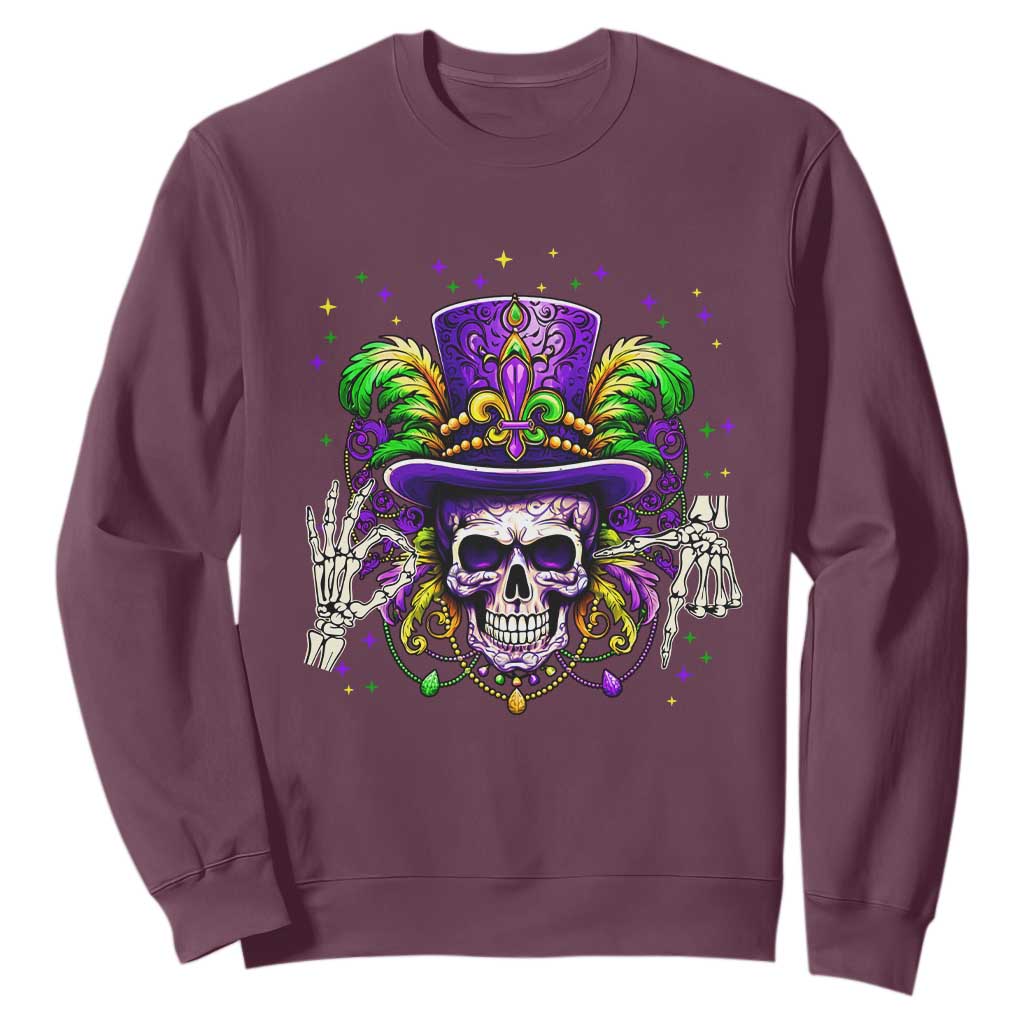 Mardi Gras Skull 67 Six Seven Meme New Orleans Witch Doctor Voodoo Sweatshirt TS11 Maroon Print Your Wear