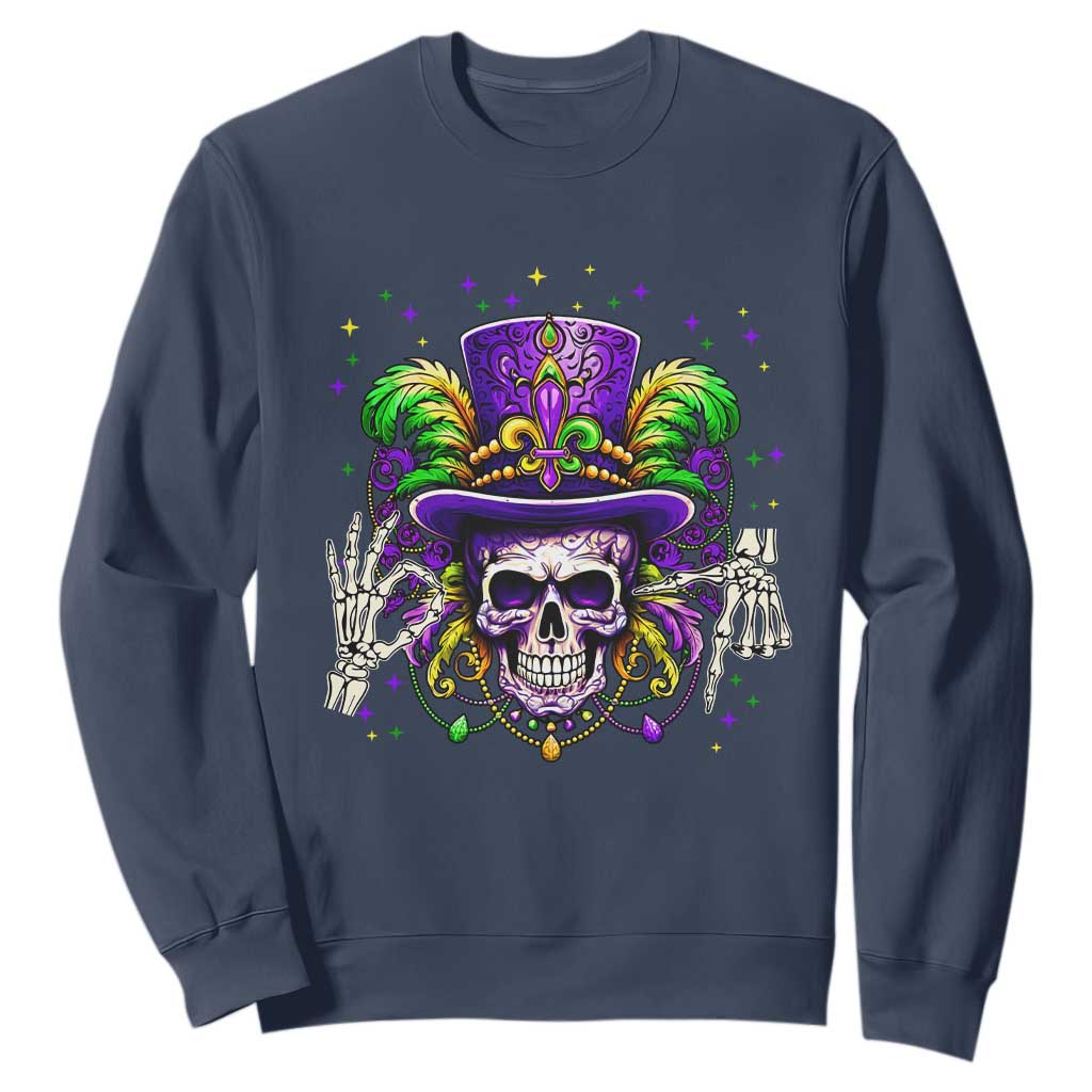Mardi Gras Skull 67 Six Seven Meme New Orleans Witch Doctor Voodoo Sweatshirt TS11 Navy Print Your Wear