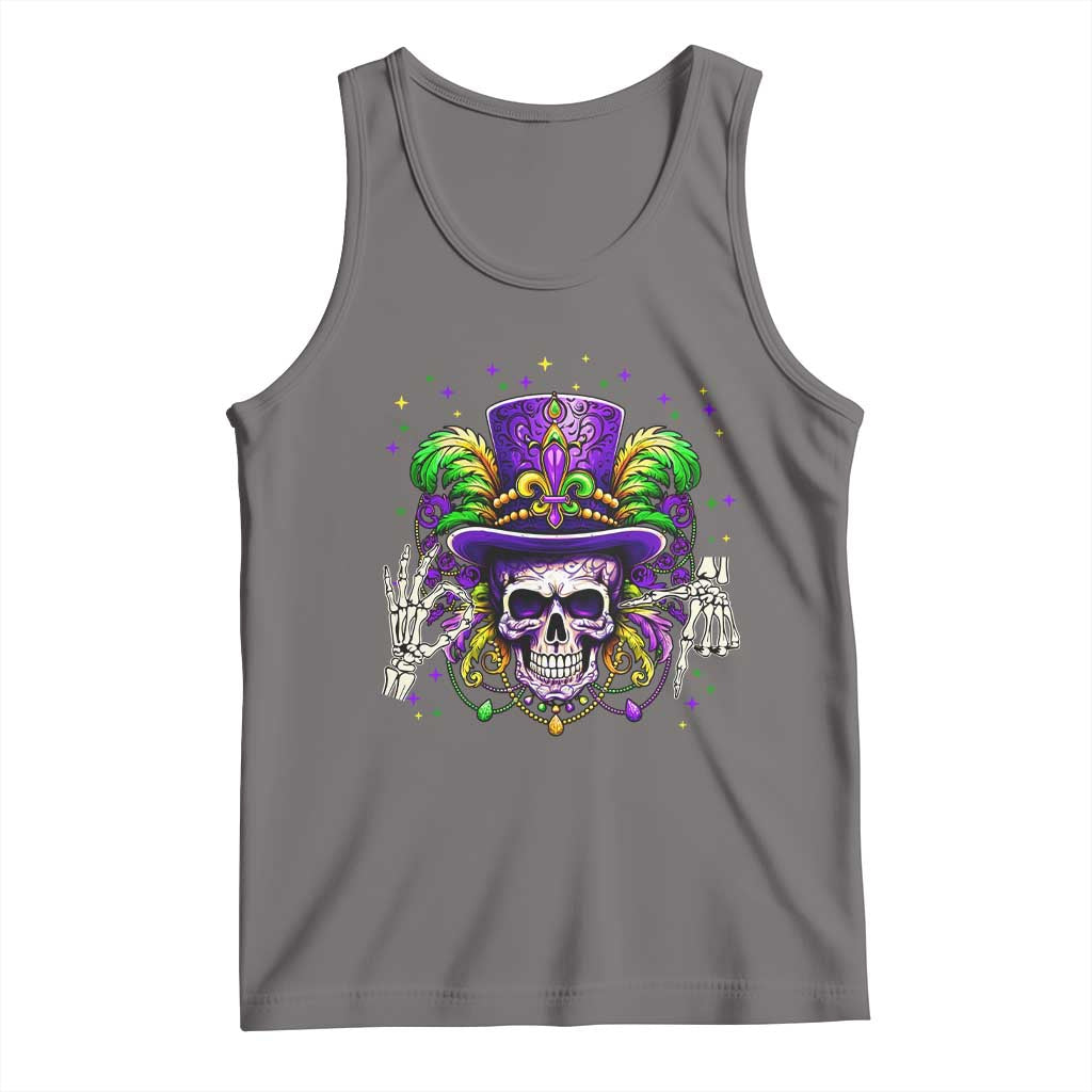 Mardi Gras Skull 67 Six Seven Meme New Orleans Witch Doctor Voodoo Tank Top TS11 Deep Heather Print Your Wear