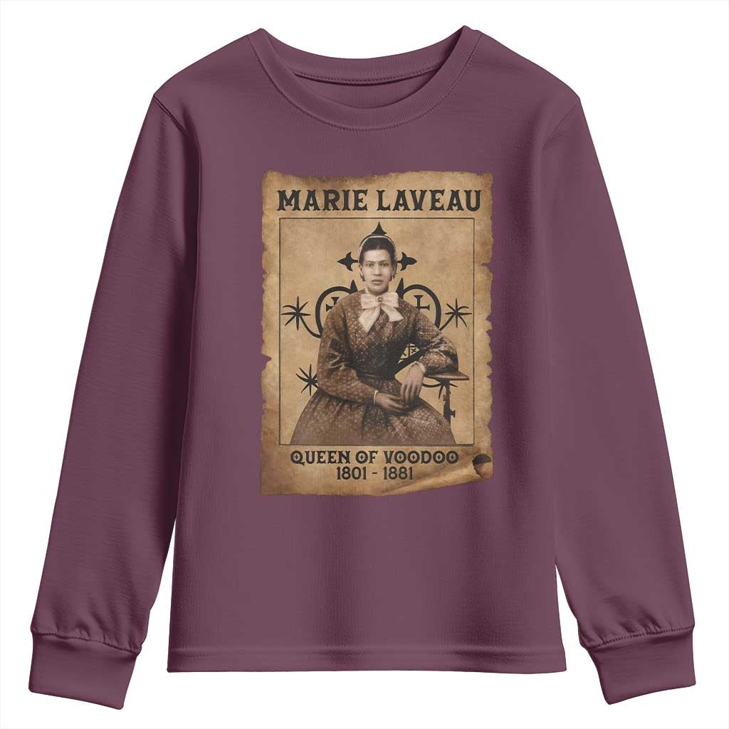 Marie Laveau Youth Sweatshirt Queen Of Voodoo New Orleans Hoodoo Rootwork TS11 Maroon Print Your Wear