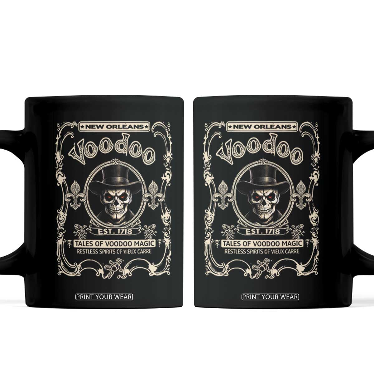 New Orleans Voodoo Coffee Mug Tales Of Voodoo Magic Skull Spooky Hoodoo Rootworker TS11 Black Print Your Wear