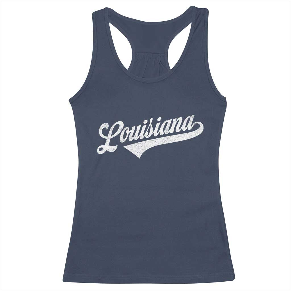 Retro Louisiana Racerback Tank Top Vintage City State Distressed Pride TS11 Navy Print Your Wear