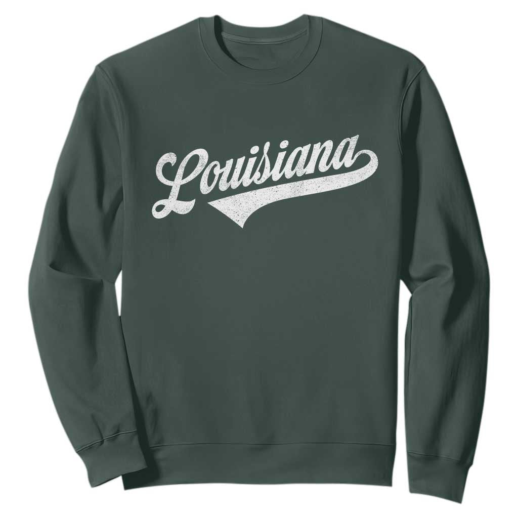 Retro Louisiana Sweatshirt Vintage City State Distressed Pride TS11 Dark Forest Green Print Your Wear