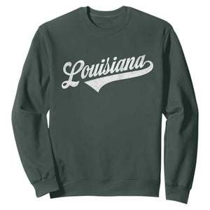 Retro Louisiana Sweatshirt Vintage City State Distressed Pride TS11 Dark Forest Green Print Your Wear