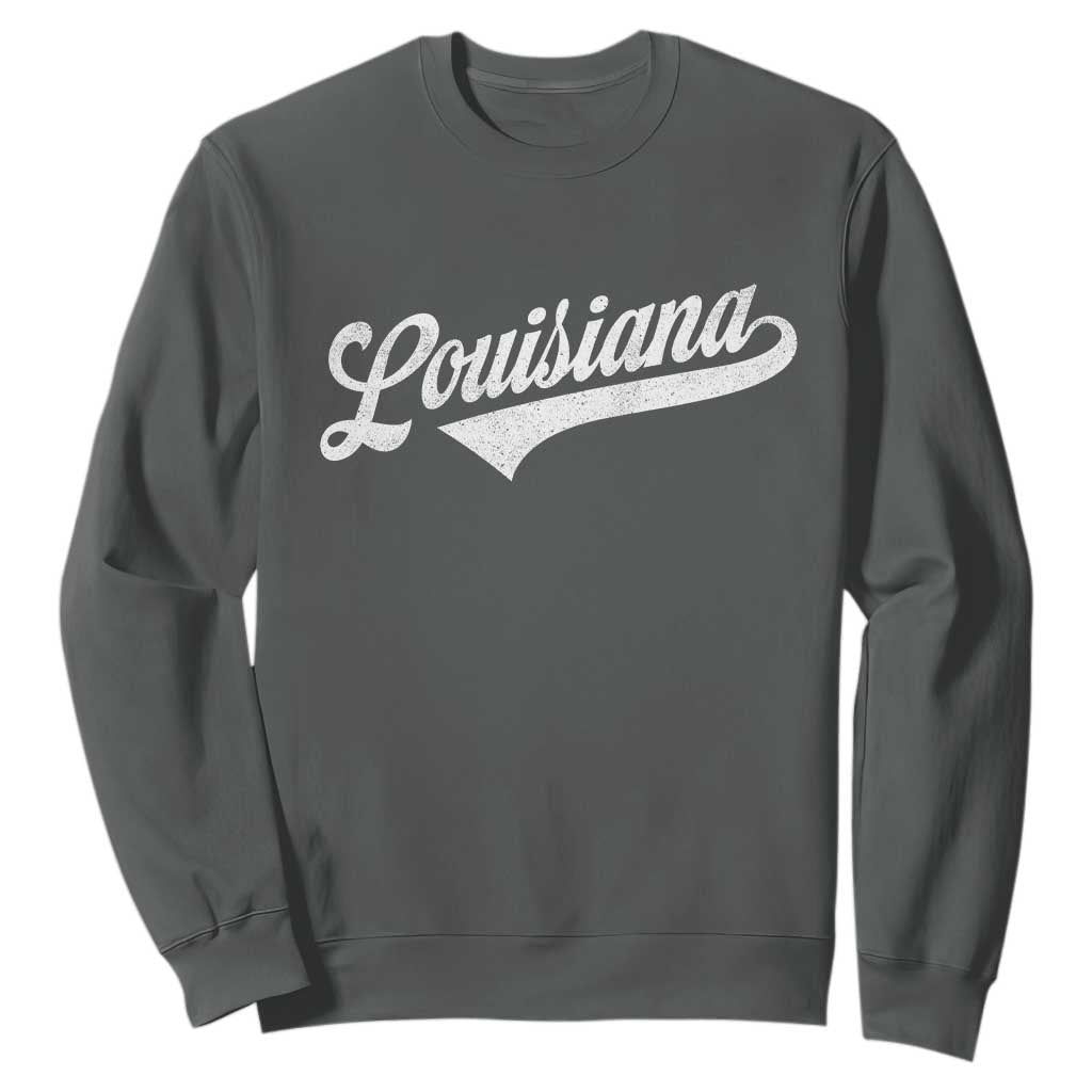 Retro Louisiana Sweatshirt Vintage City State Distressed Pride TS11 Dark Heather Print Your Wear