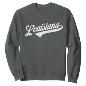 Retro Louisiana Sweatshirt Vintage City State Distressed Pride TS11 Dark Heather Print Your Wear
