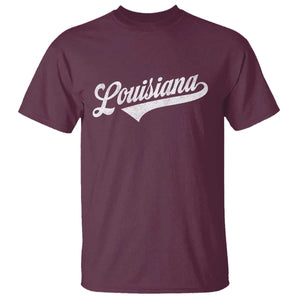 Retro Louisiana T Shirt Vintage City State Distressed Pride TS11 Maroon Print Your Wear
