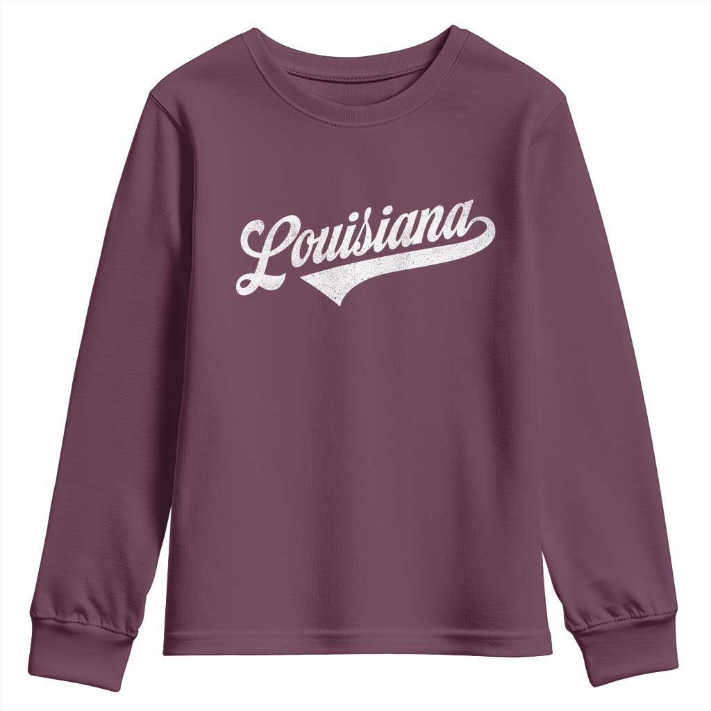 Retro Louisiana Youth Sweatshirt Vintage City State Distressed Pride TS11 Maroon Print Your Wear