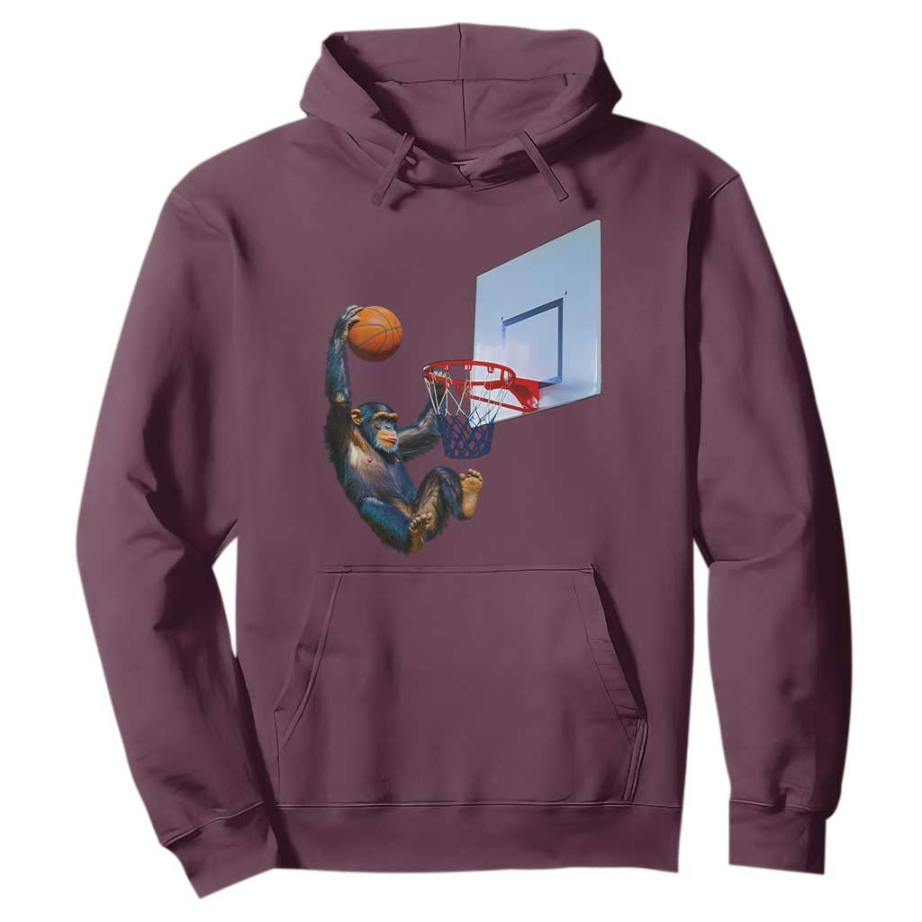 Funny Chimpanzee Basketball Monkey Hoodie TS11 Maroon Print Your Wear