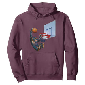 Funny Chimpanzee Basketball Monkey Hoodie TS11 Maroon Print Your Wear