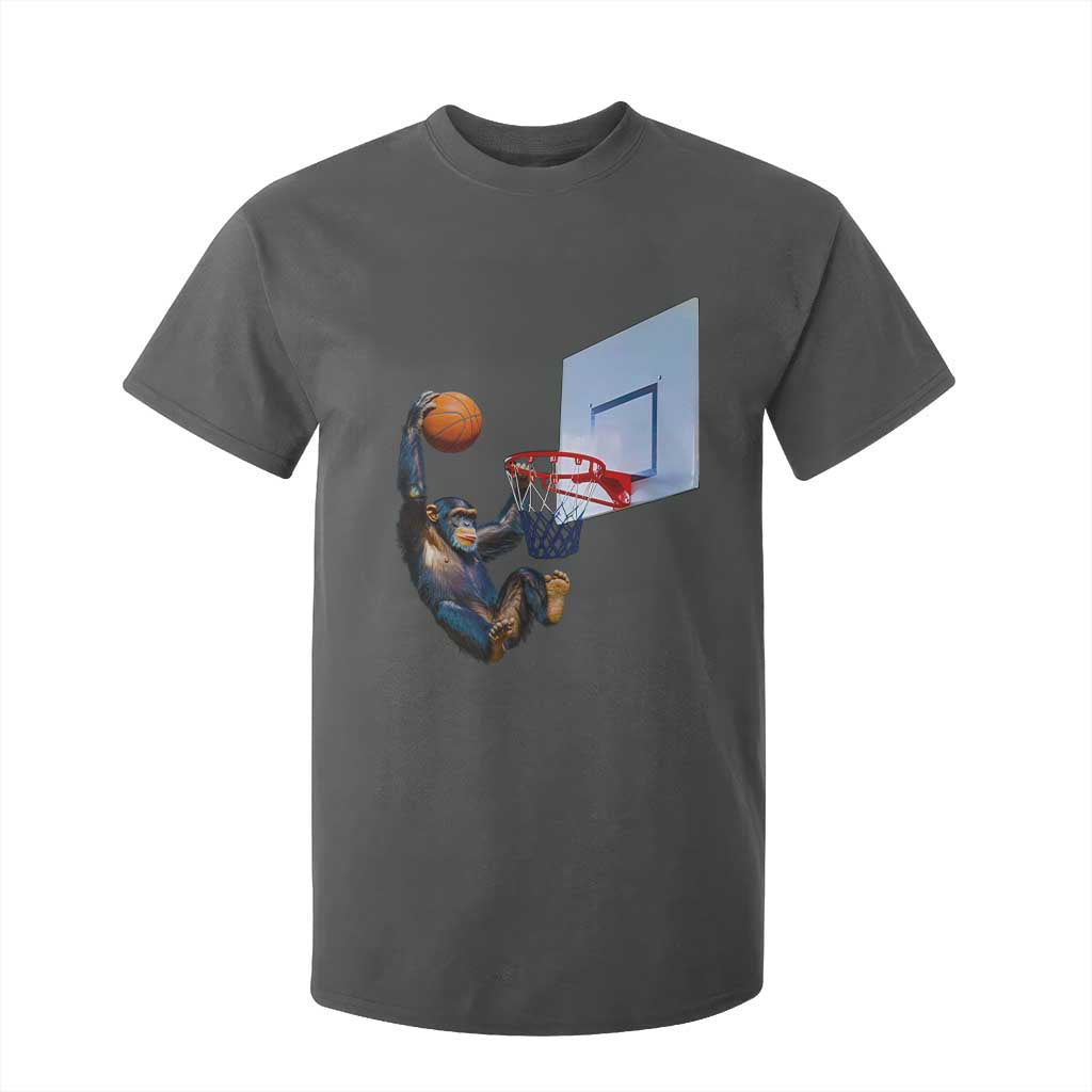 Funny Chimpanzee Basketball Monkey T Shirt For Kid TS11 Dark Heather Print Your Wear
