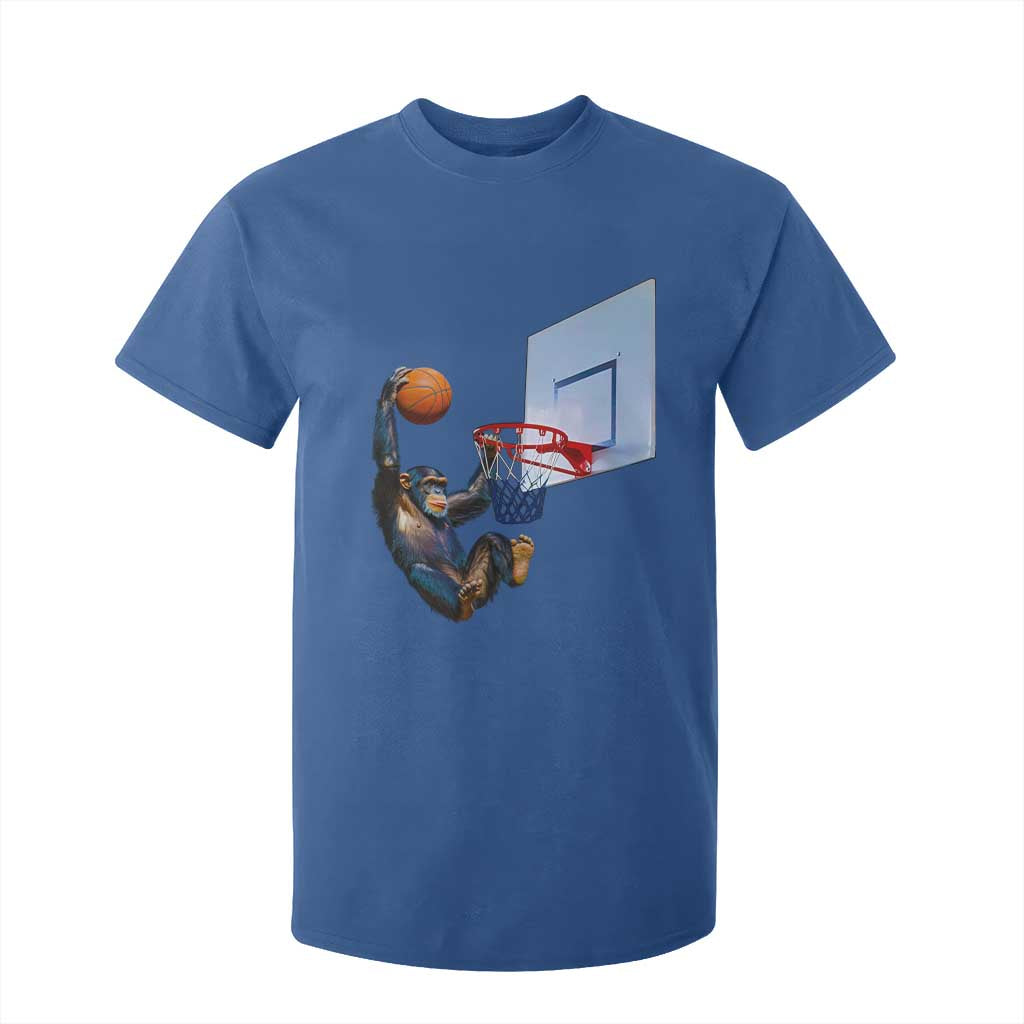 Funny Chimpanzee Basketball Monkey T Shirt For Kid TS11 Royal Blue Print Your Wear