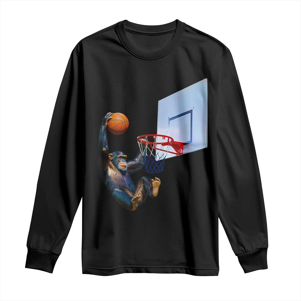 Funny Chimpanzee Basketball Monkey Long Sleeve Shirt TS11 Black Print Your Wear