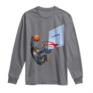 Funny Chimpanzee Basketball Monkey Long Sleeve Shirt TS11 Charcoal Print Your Wear