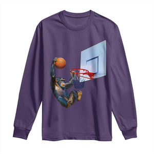 Funny Chimpanzee Basketball Monkey Long Sleeve Shirt TS11 Purple Print Your Wear