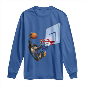 Funny Chimpanzee Basketball Monkey Long Sleeve Shirt TS11 Royal Blue Print Your Wear