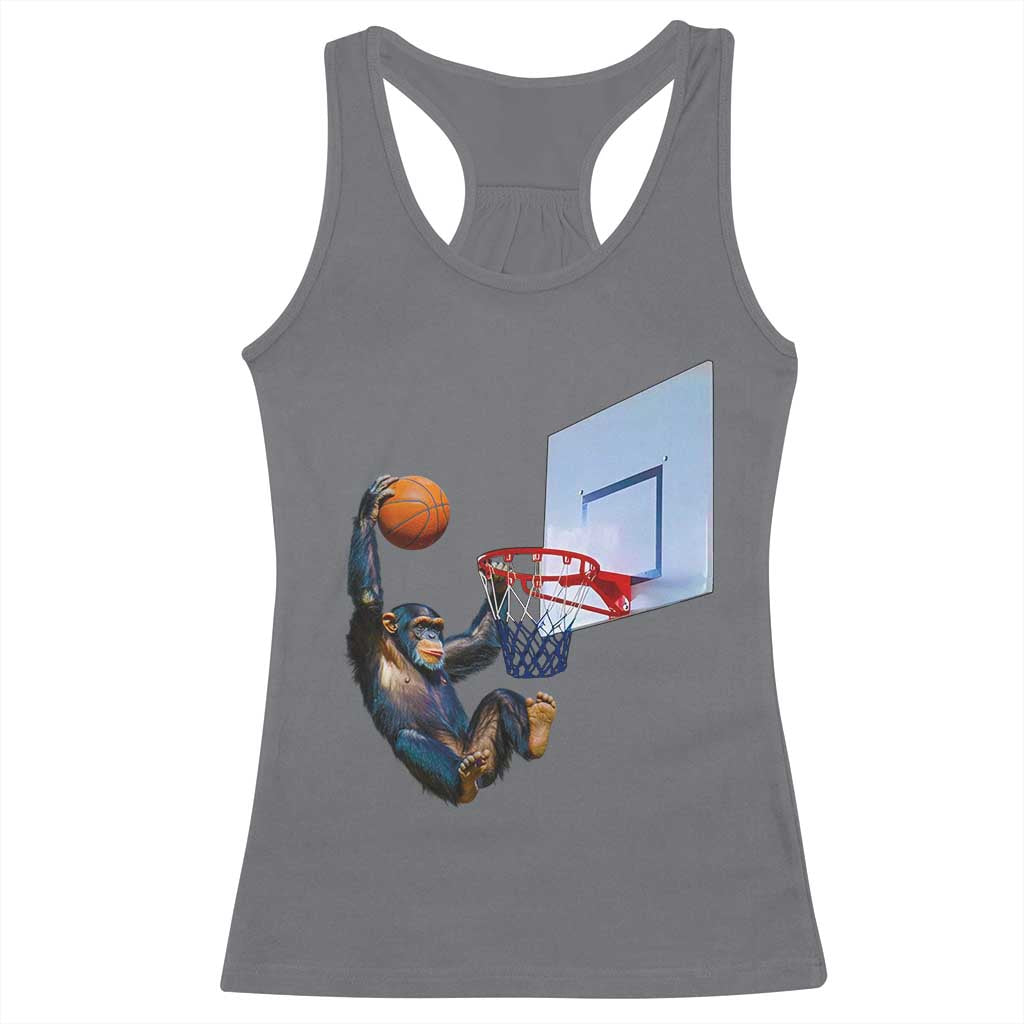 Funny Chimpanzee Basketball Monkey Racerback Tank Top TS11 Charcoal Print Your Wear