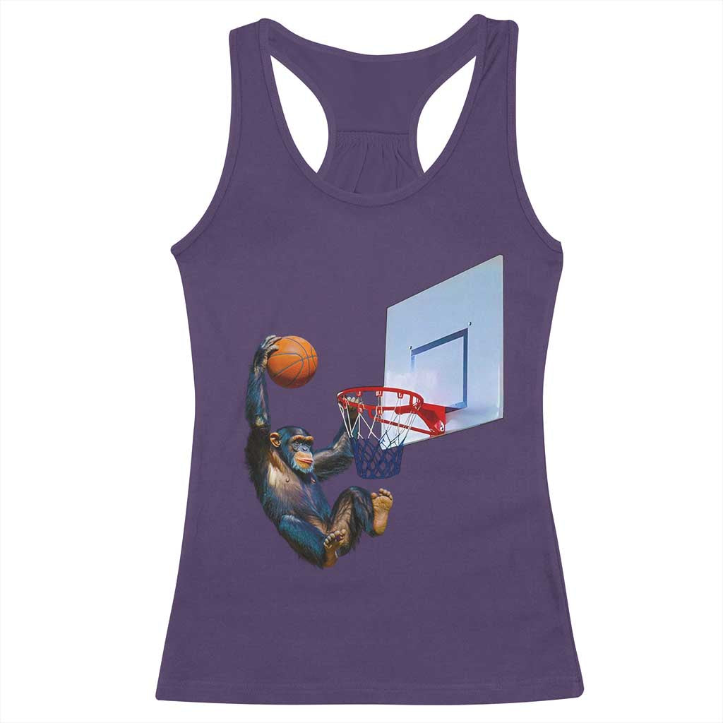 Funny Chimpanzee Basketball Monkey Racerback Tank Top TS11 Purple Print Your Wear