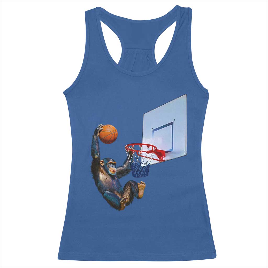 Funny Chimpanzee Basketball Monkey Racerback Tank Top TS11 Royal Blue Print Your Wear